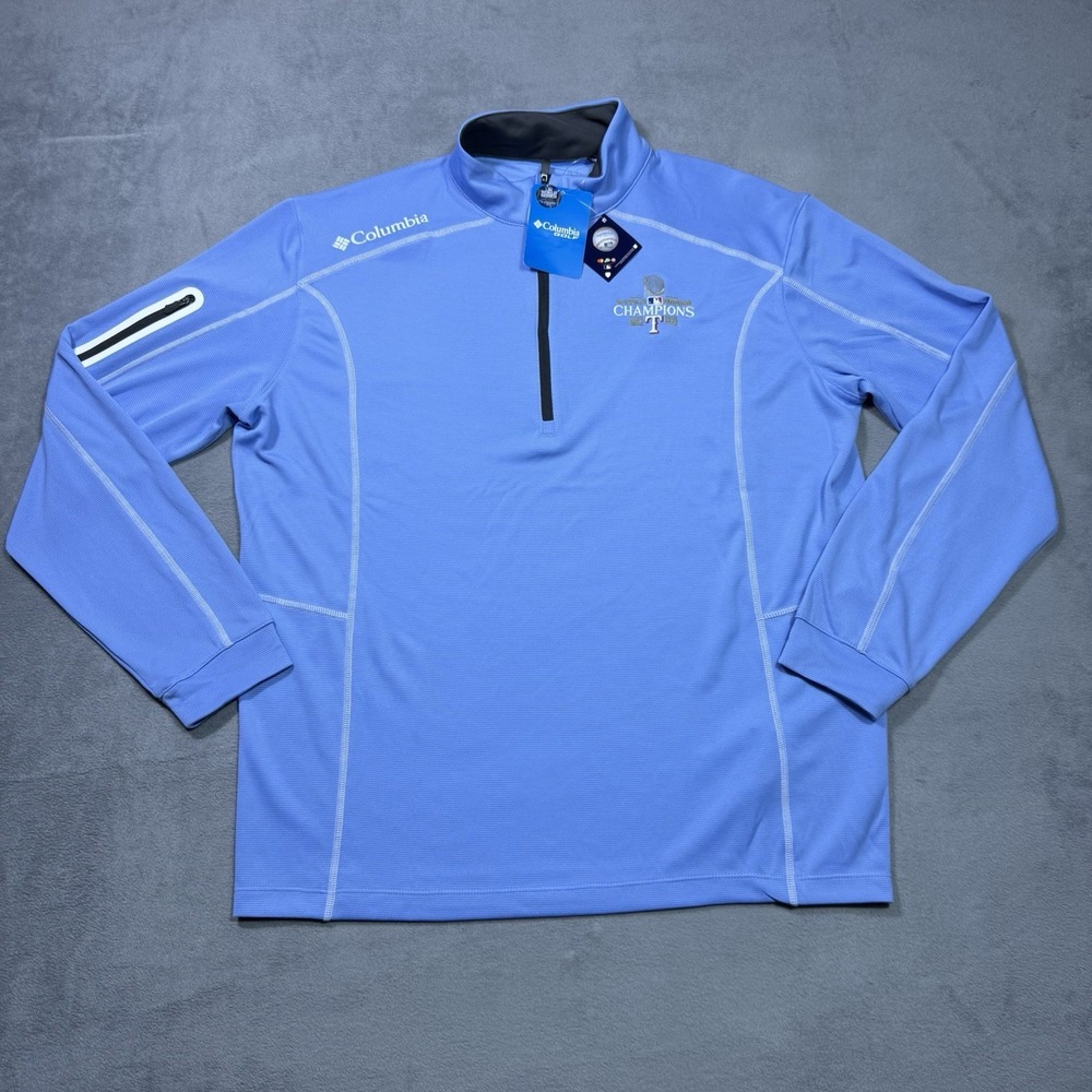 Columbia Golf 1/4 Zip Pullover Mens L Texas Rangers 2023 World Series Champs NEW